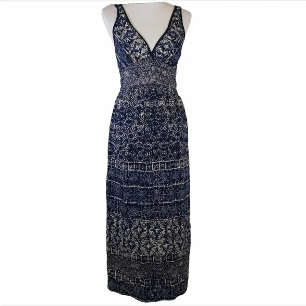 Angie S Boho blue v-neck sleeveless maxi sundress